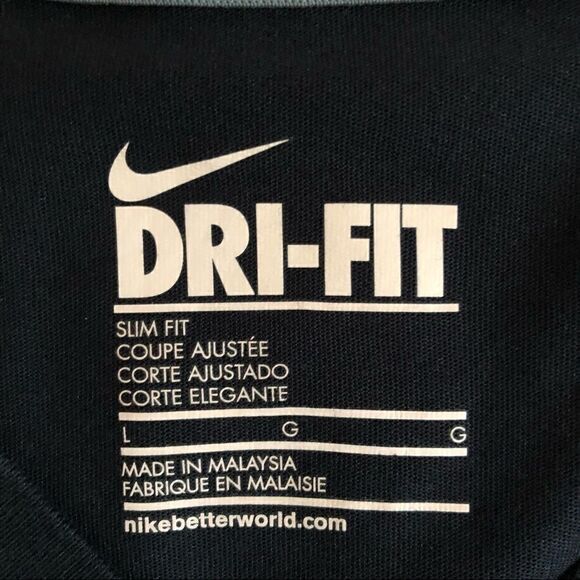 Nike Dri-Fit Slim Fit Black T Shirt Size L - Picture 2 of 4